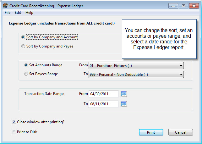pro ware llc credit card recordkeeping expense ledger app